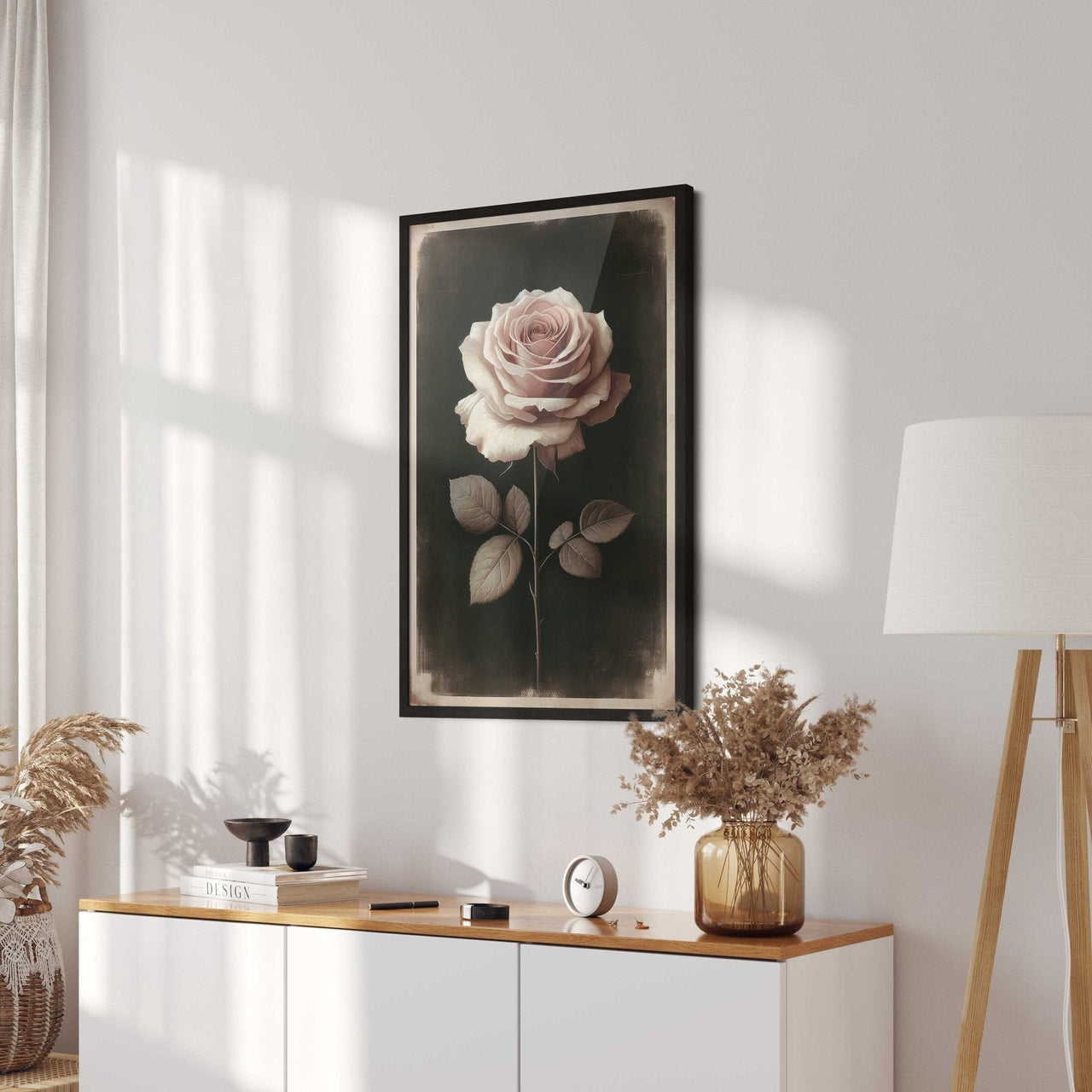 Pink Rose Wall Art – Floral Bedroom Print