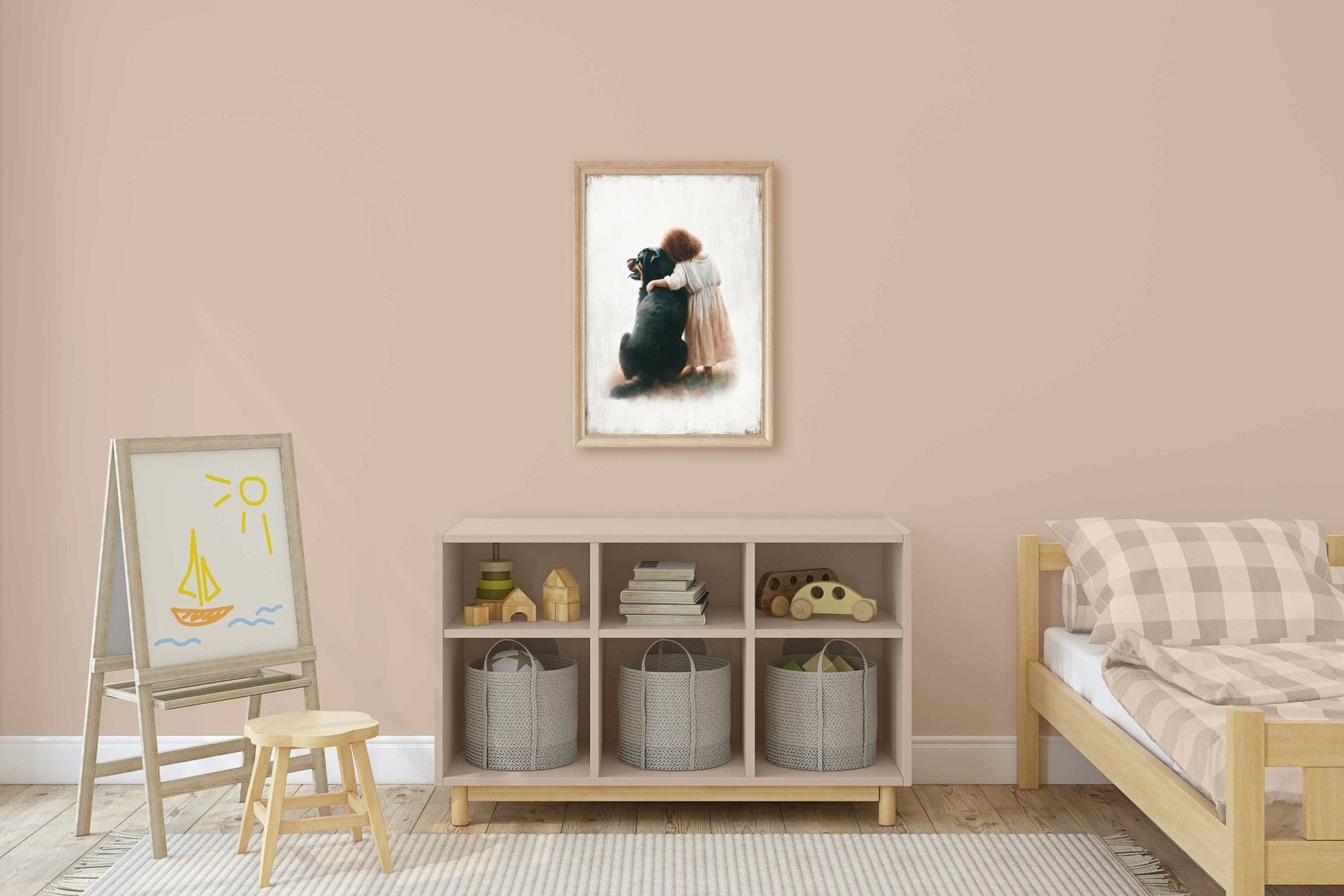 Rottweiler Nursery Decor, Dog Art for Girls, Puppy Wall Print - WildfieldPrints