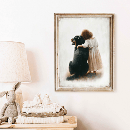 Rottweiler Nursery Decor, Dog Art for Girls, Puppy Wall Print - WildfieldPrints