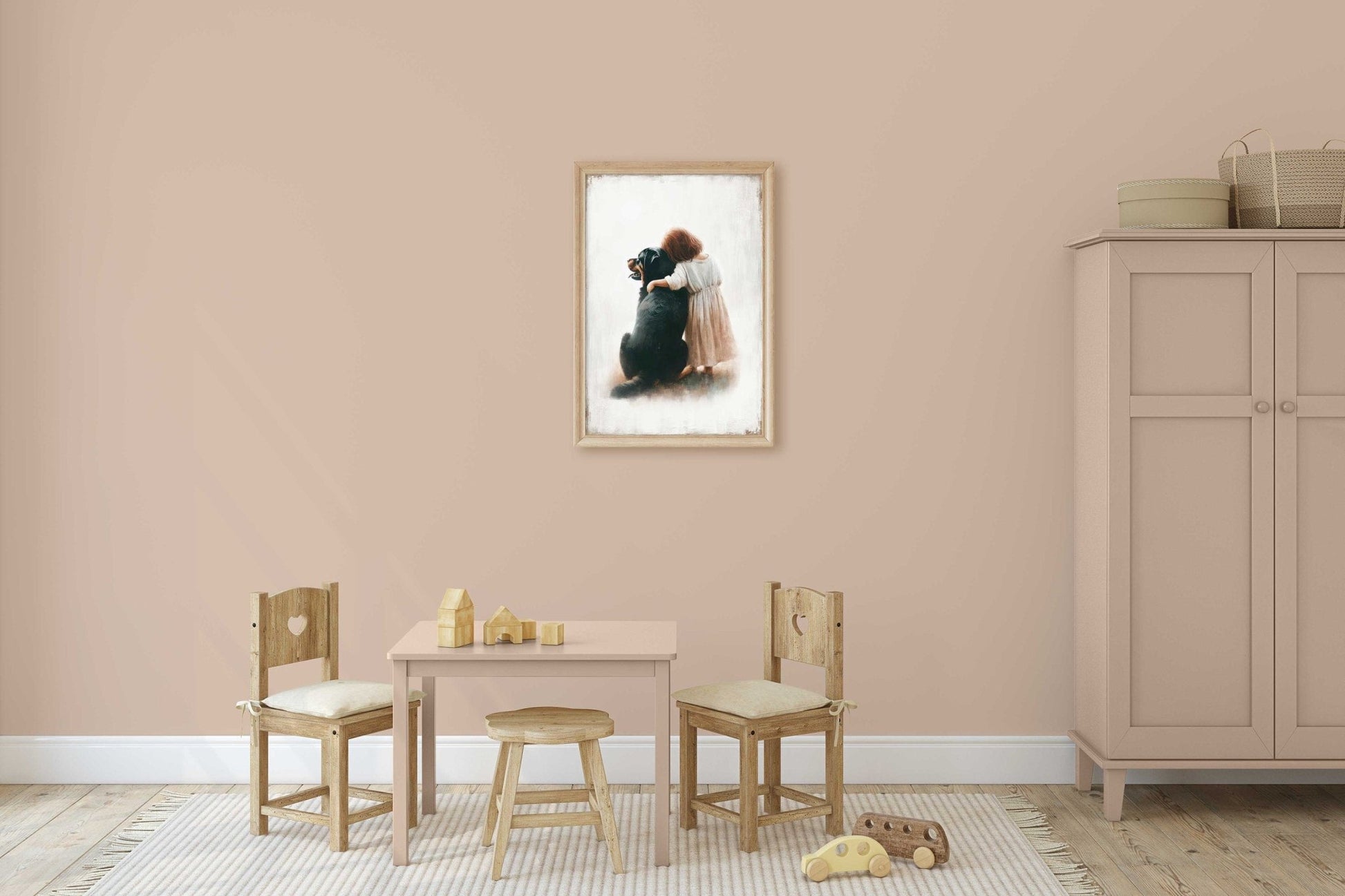 Rottweiler Nursery Decor, Dog Art for Girls, Puppy Wall Print - WildfieldPrints