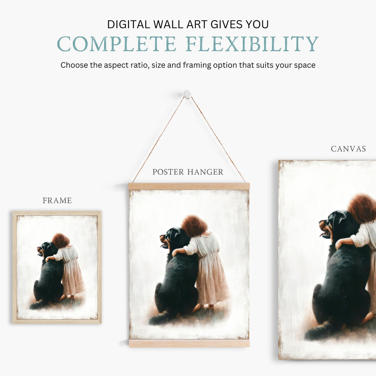 Rottweiler Wall Art – Dog Nursery Print for Girls