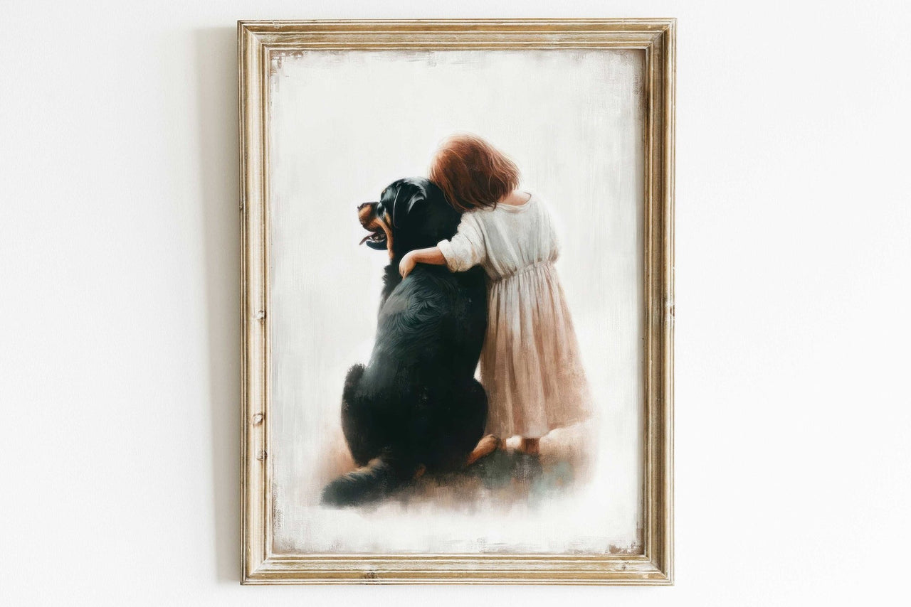 Rottweiler Wall Art – Dog Nursery Print for Girls