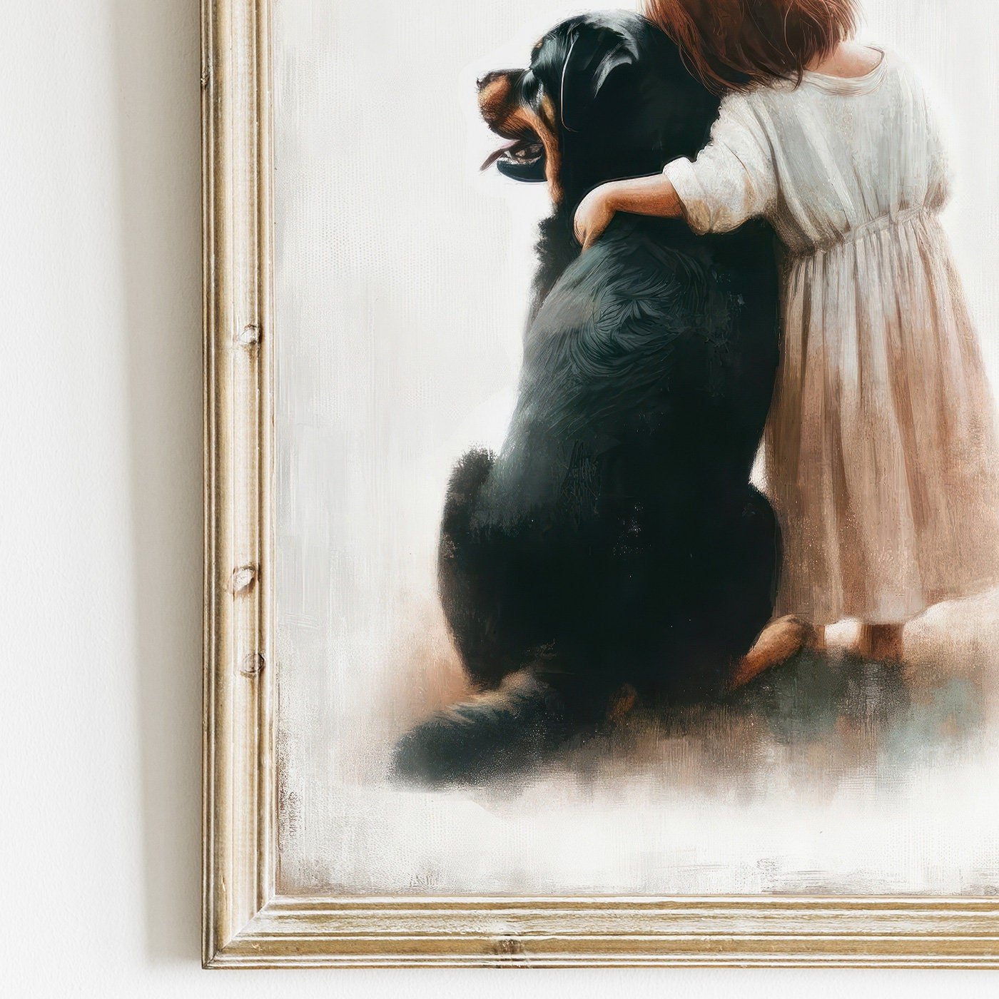 Rottweiler Nursery Decor, Dog Art for Girls, Puppy Wall Print - WildfieldPrints
