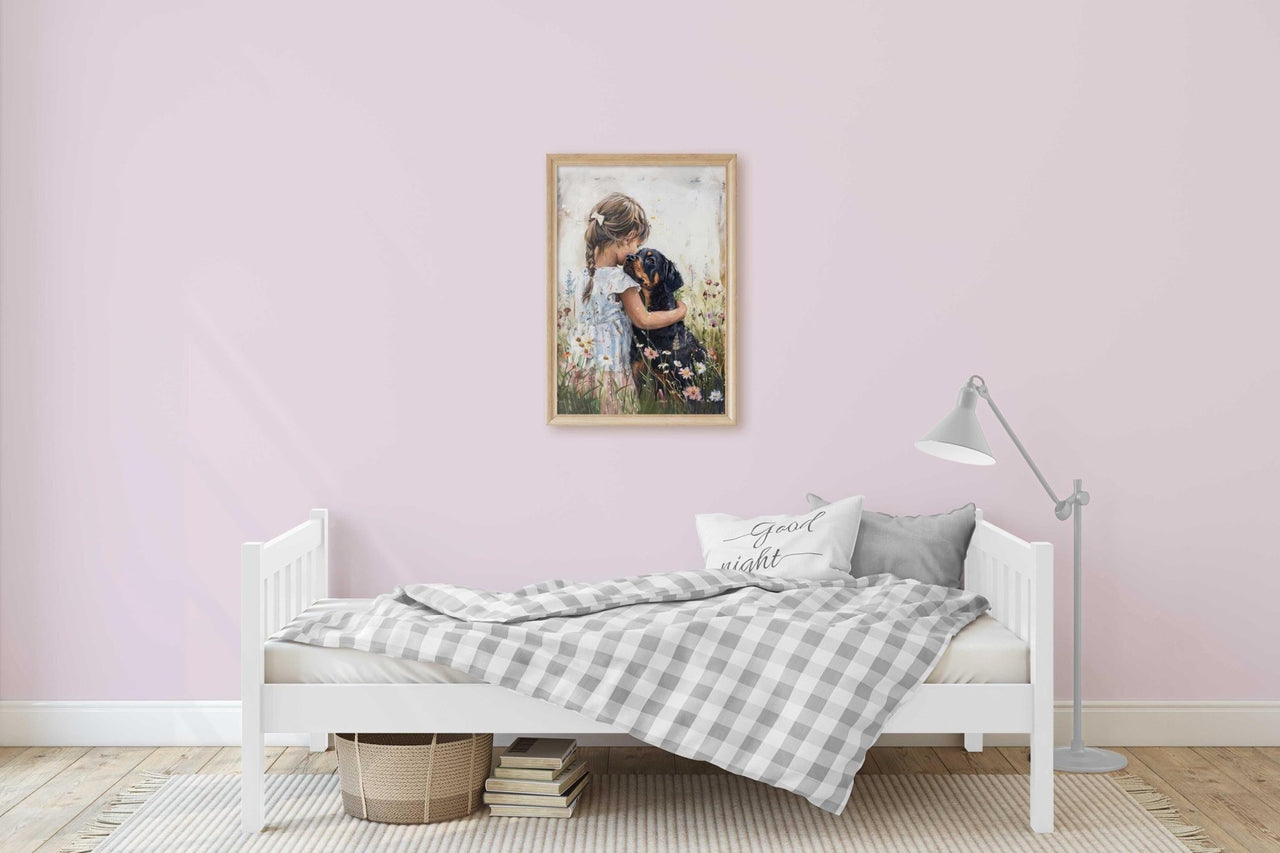Rottweiler Wall Art – Dog Nursery Print for Girls