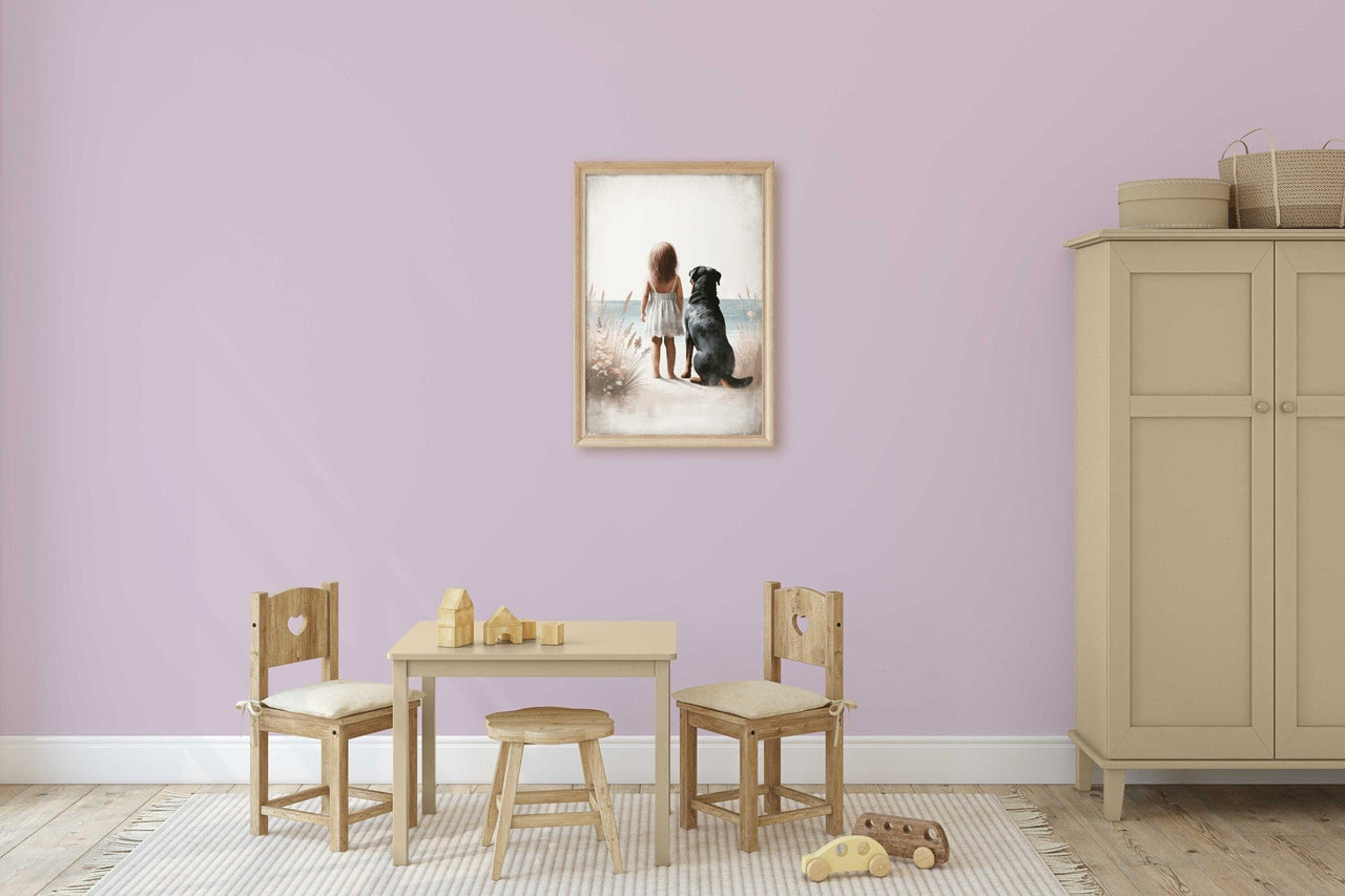 Rottweiler Nursery Print – Canine Girls Room Wall Art