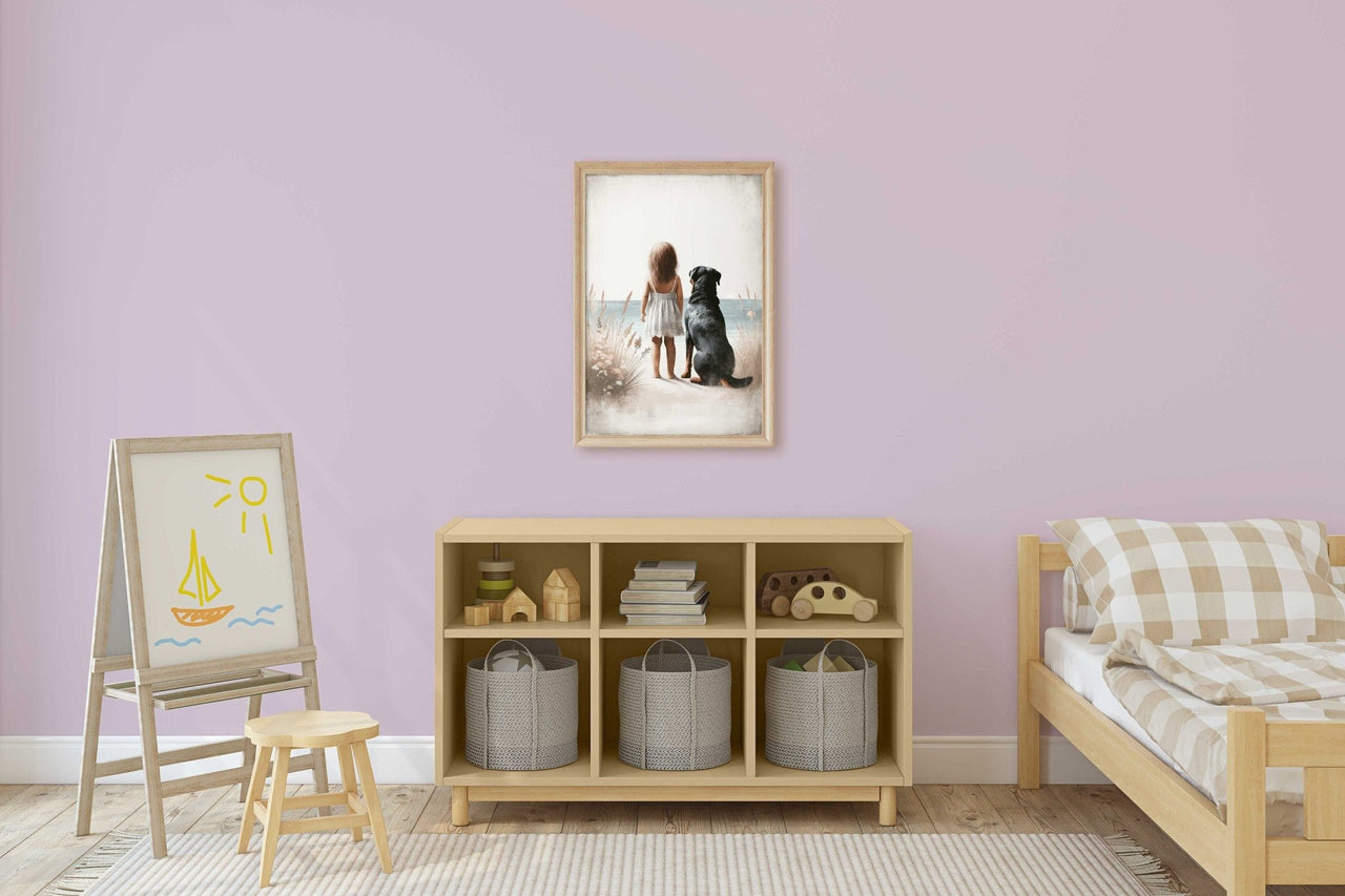 Rottweiler Nursery Print – Canine Girls Room Wall Art