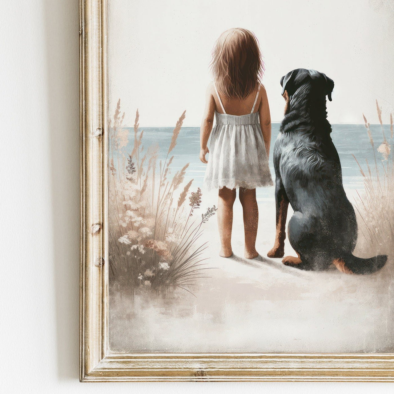 Rottweiler Nursery Print – Canine Girls Room Wall Art