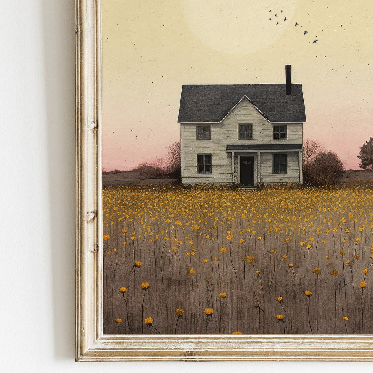 White Country House Wall Art – Rural Girls Room Print • Set of 3