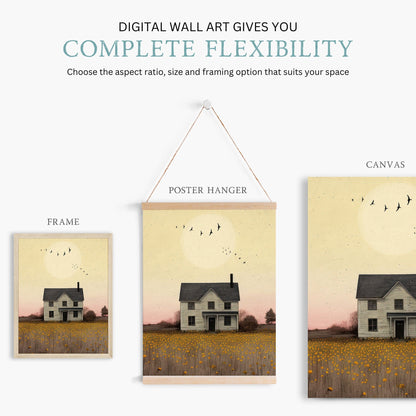 Rural Wall Art, Country House Print, Rustic Countryside Decor - WildfieldPrints