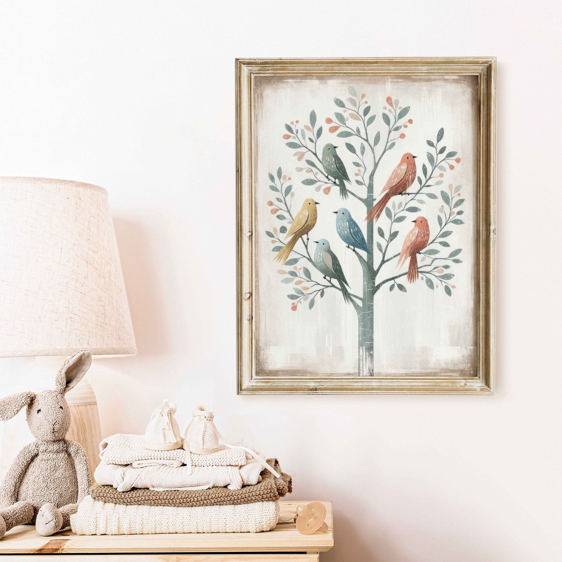 Rustic Bird Print, Vintage Farmhouse Wall Art, Whimsical Decor - WildfieldPrints
