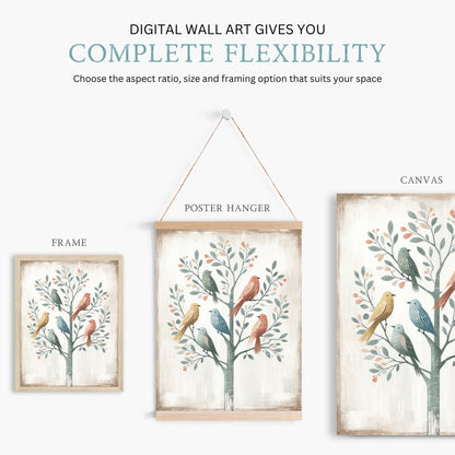 Rustic Bird Print, Vintage Farmhouse Wall Art, Whimsical Decor - WildfieldPrints