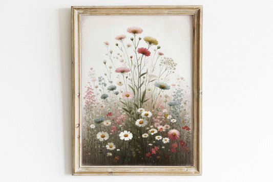 Rustic Floral Print, Vintage Flower Wall Decor, Wildflower Art - WildfieldPrints