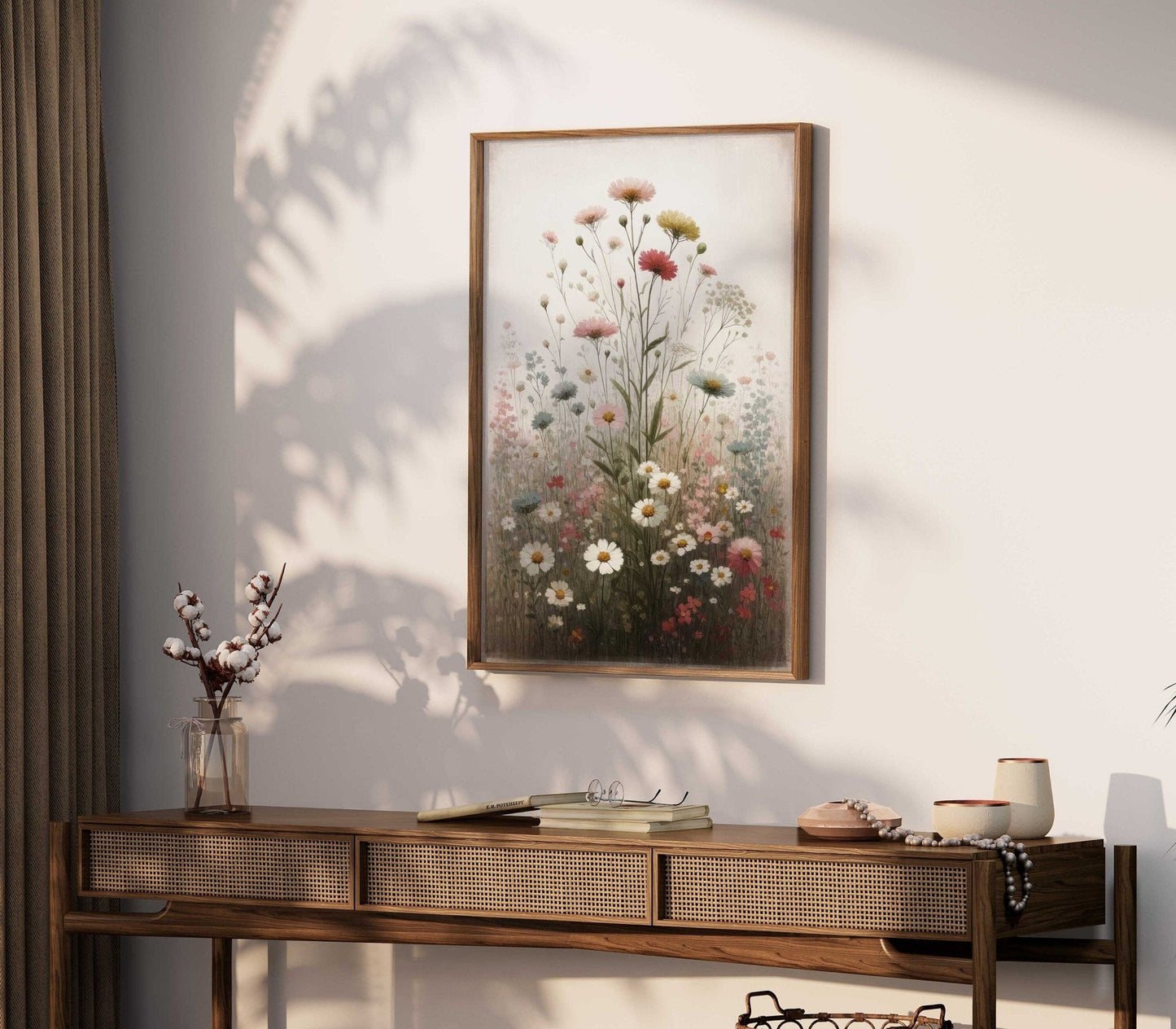 Rustic Floral Print, Vintage Flower Wall Decor, Wildflower Art - WildfieldPrints