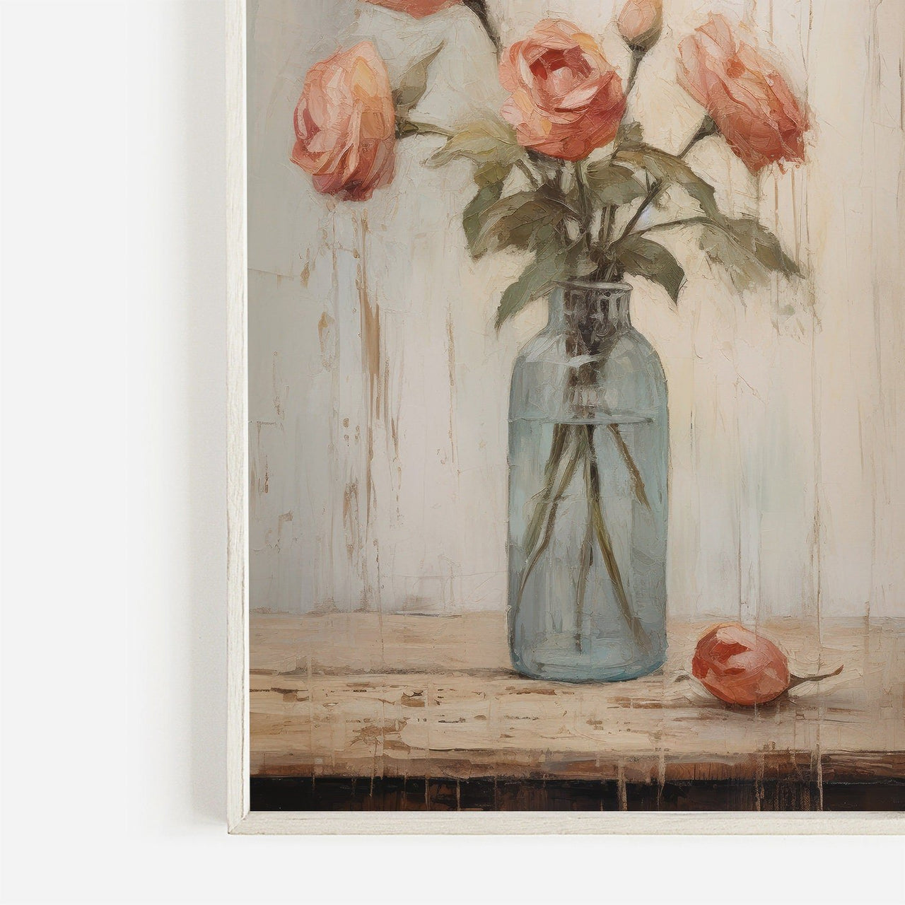 Vintage Rose Print – Floral Living Room Wall Art