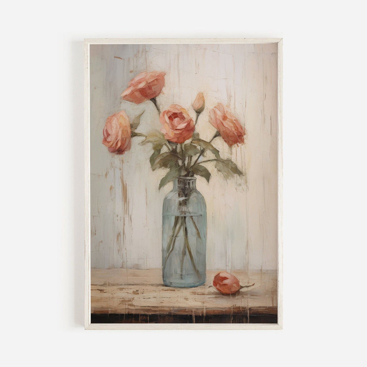 Vintage Rose Print – Floral Living Room Wall Art