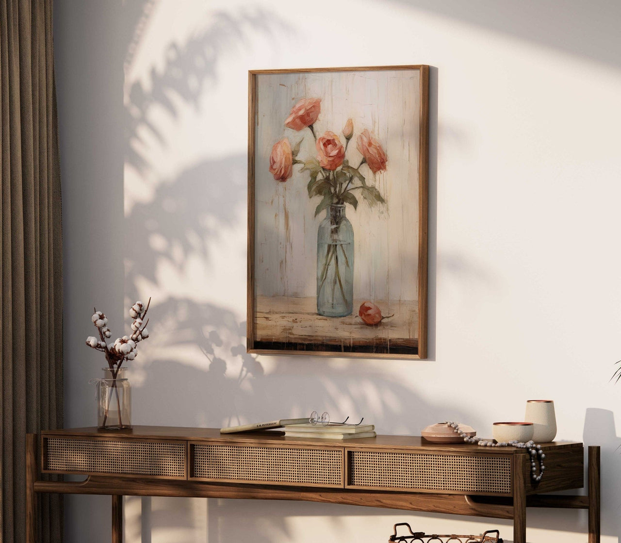 Vintage Rose Print – Floral Living Room Wall Art