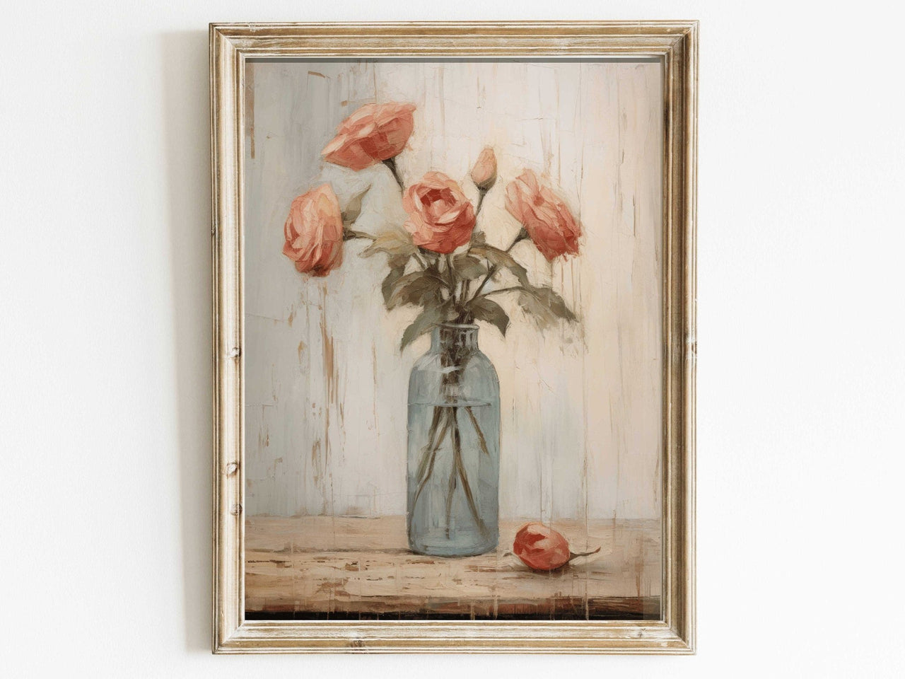 Vintage Rose Print – Floral Living Room Wall Art