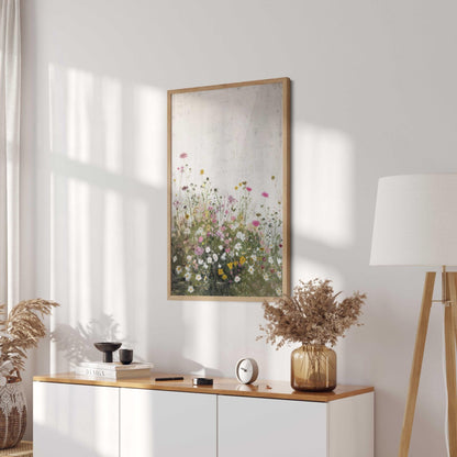 Rustic Floral Print, Wildflower Field Decor, Vintage Nursery Wall Art - WildfieldPrints