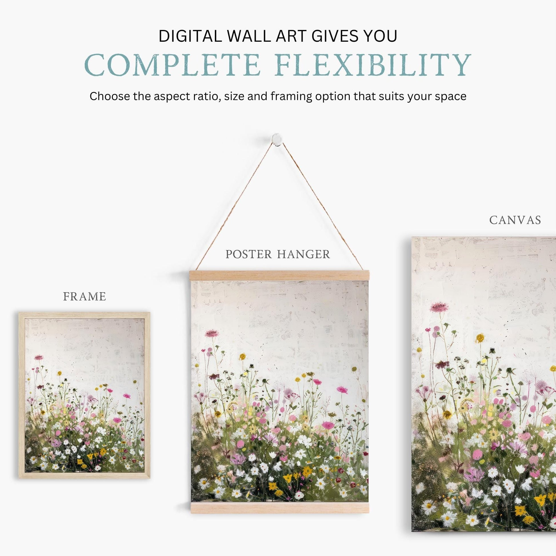 Rustic Floral Print, Wildflower Field Decor, Vintage Nursery Wall Art - WildfieldPrints