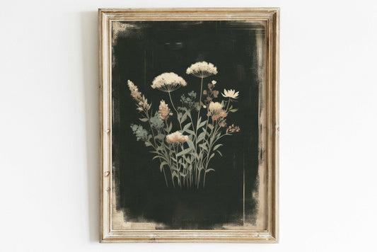 Rustic Floral Prints, Wildflower Art Decor, Minimalist Flower Wall Art - WildfieldPrints