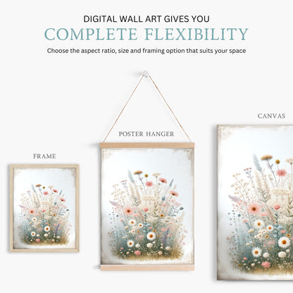 Rustic Floral Prints, Wildflower Wall Art, Minimalist Flower Decor - WildfieldPrints