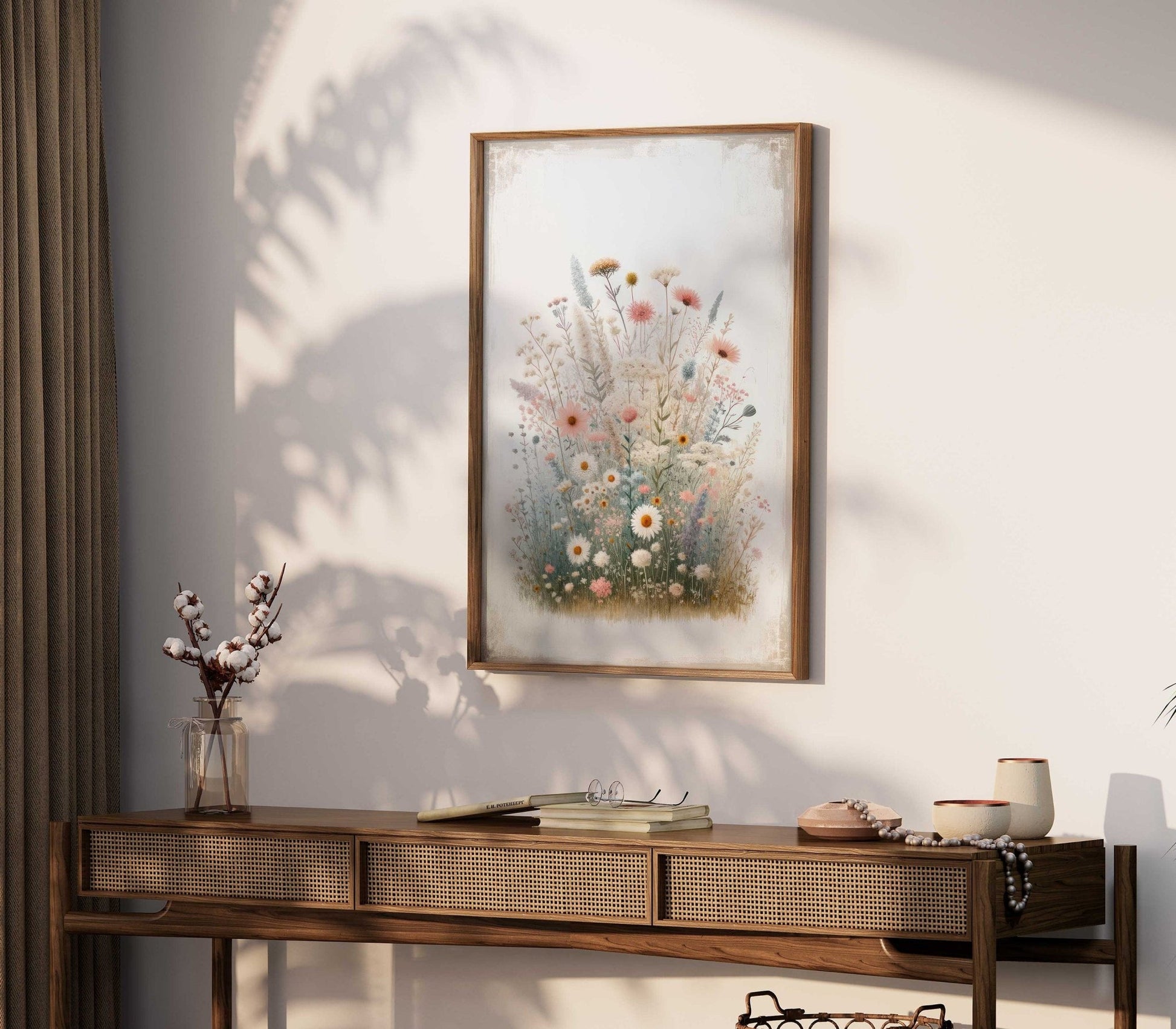 Rustic Floral Prints, Wildflower Wall Art, Minimalist Flower Decor - WildfieldPrints