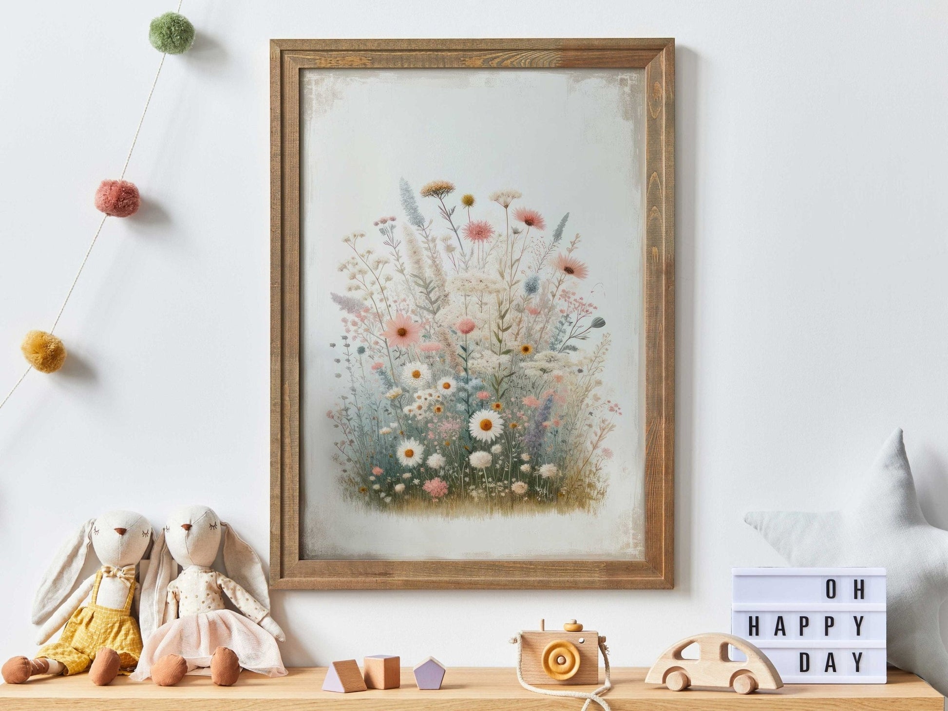 Rustic Floral Prints, Wildflower Wall Art, Minimalist Flower Decor - WildfieldPrints