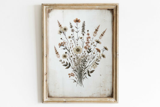 Rustic Floral Prints, Wildflower Wall Decor, Minimalist Flower Art - WildfieldPrints