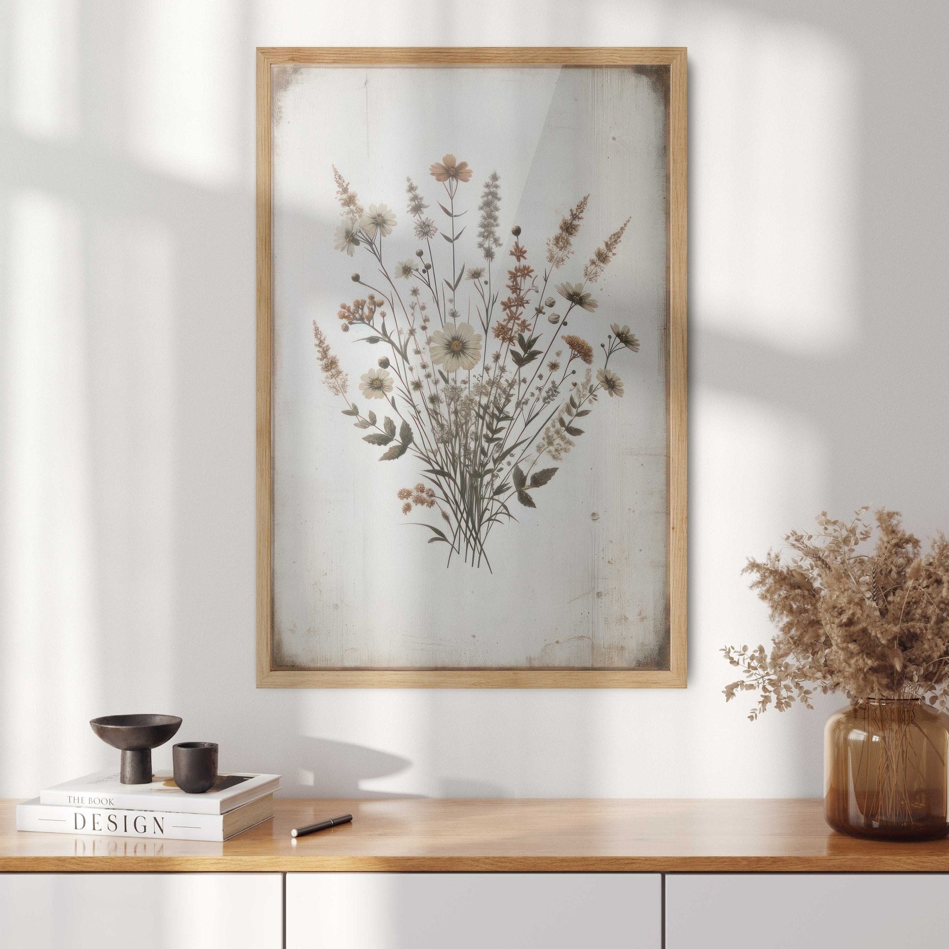 Rustic Floral Prints, Wildflower Wall Decor, Minimalist Flower Art - WildfieldPrints
