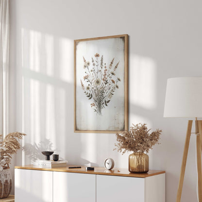 Rustic Floral Prints, Wildflower Wall Decor, Minimalist Flower Art - WildfieldPrints