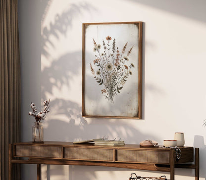 Rustic Floral Prints, Wildflower Wall Decor, Minimalist Flower Art - WildfieldPrints