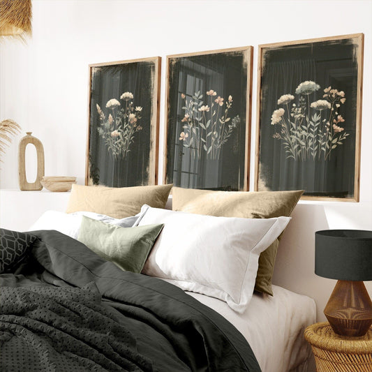 Rustic Floral Prints, Wildflower Wall Decor, Minimalist Flower Artwork - WildfieldPrints