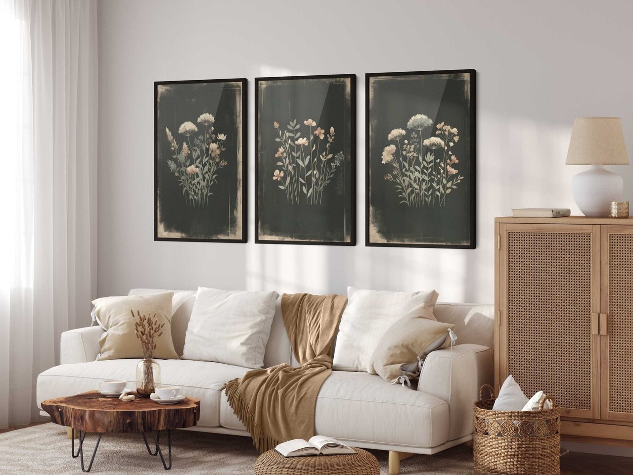 Wildflower Wall Art – Floral Girls Room Print • Set of 3