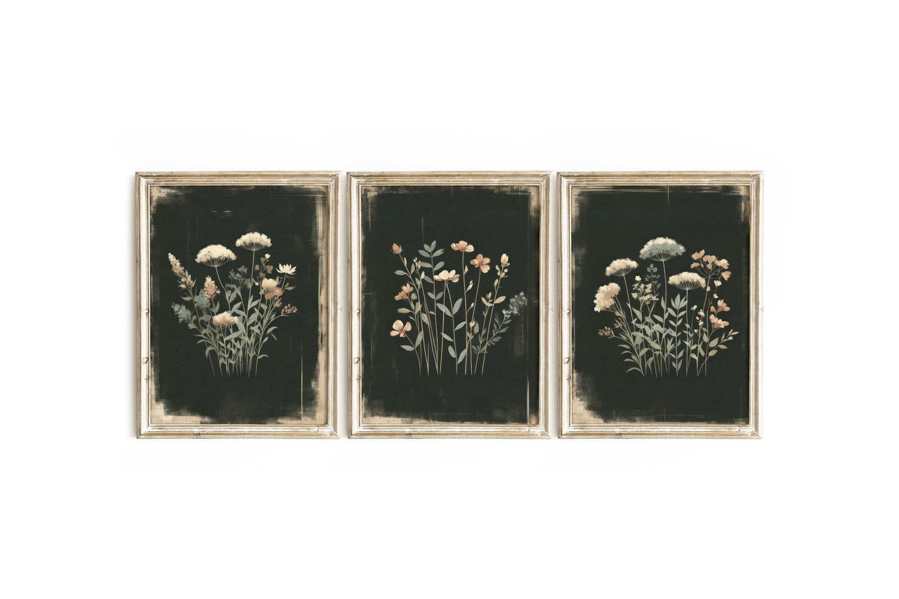Wildflower Wall Art – Floral Girls Room Print • Set of 3