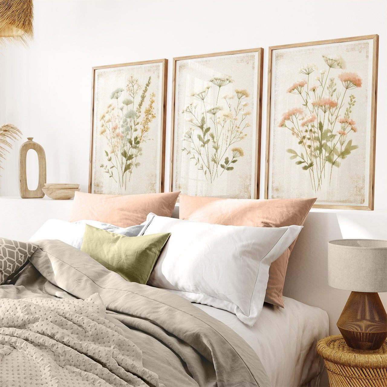 Wildflower Wall Art – Floral Girls Room Print • Set of 3