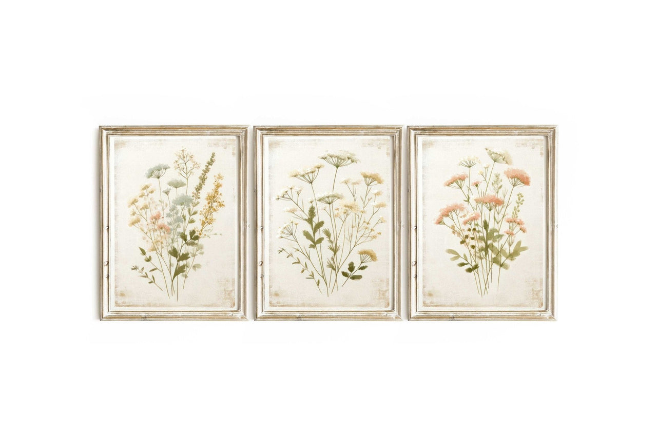 Wildflower Wall Art – Floral Girls Room Print • Set of 3