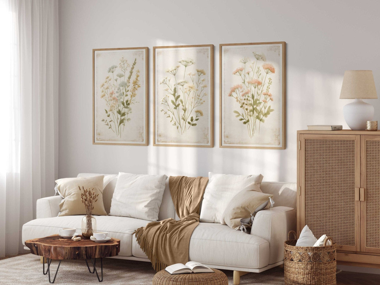 Wildflower Wall Art – Floral Girls Room Print • Set of 3