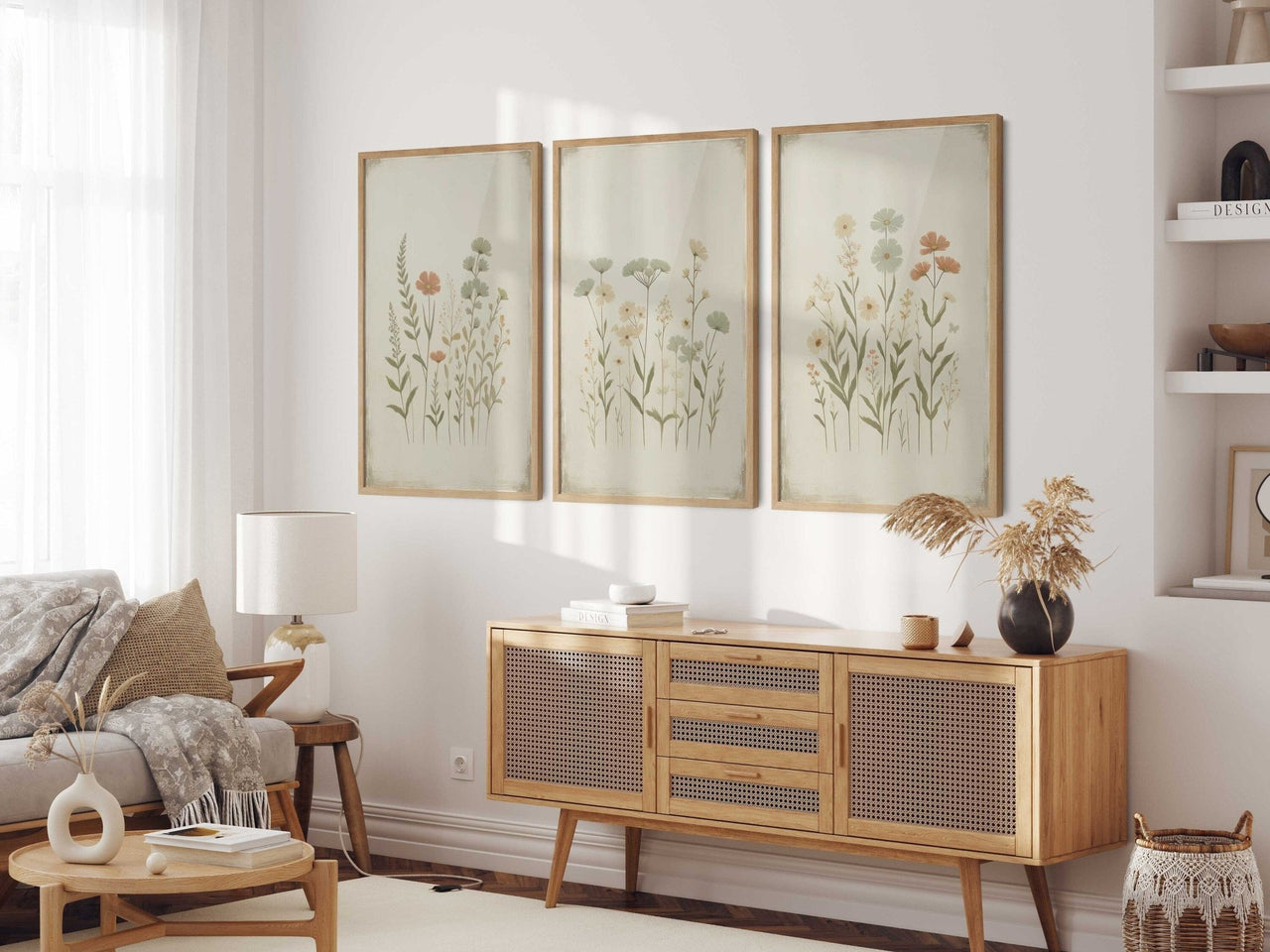 Wildflower Wall Art – Floral Bedroom Print • Set of 3