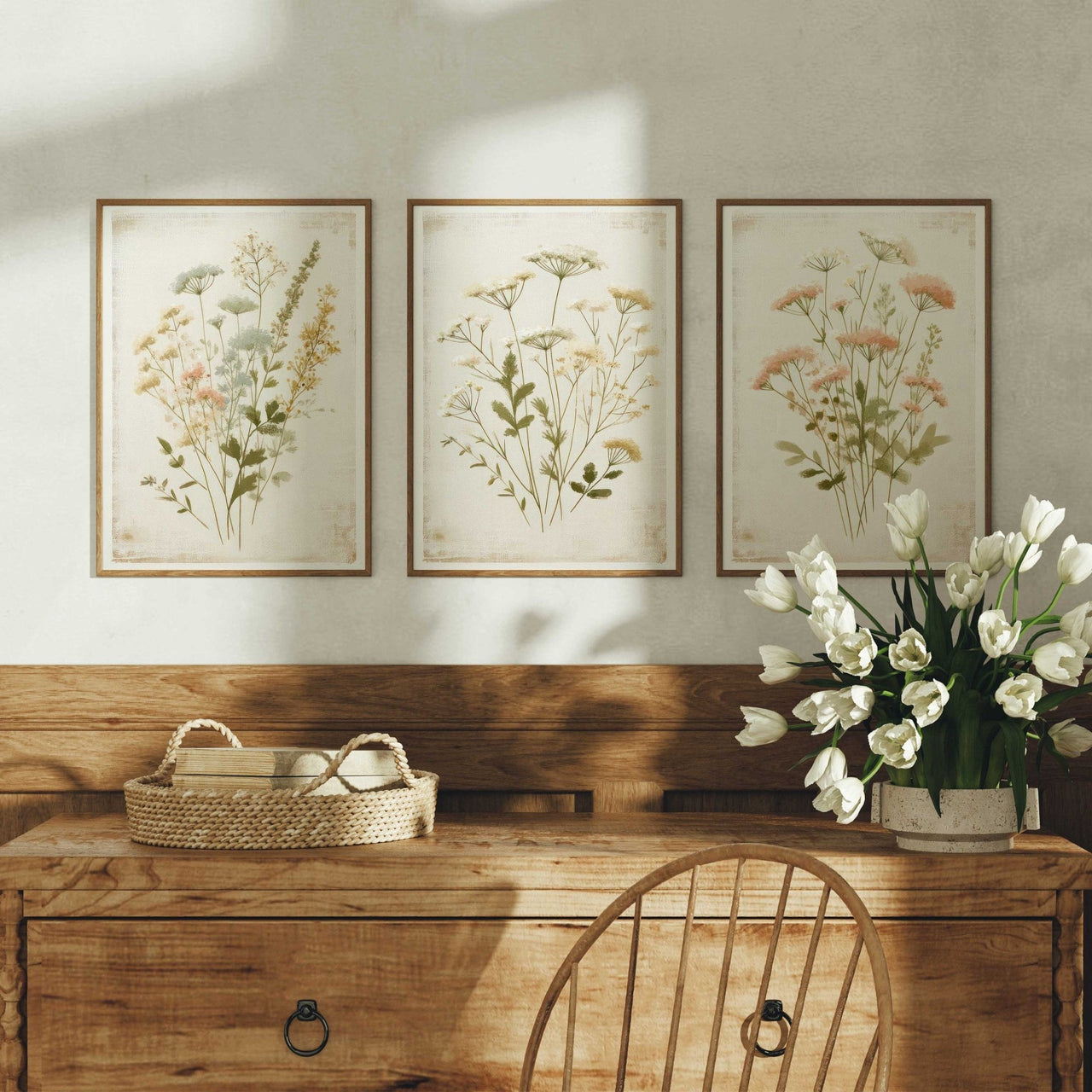 Wildflower Wall Art – Floral Girls Room Print • Set of 3