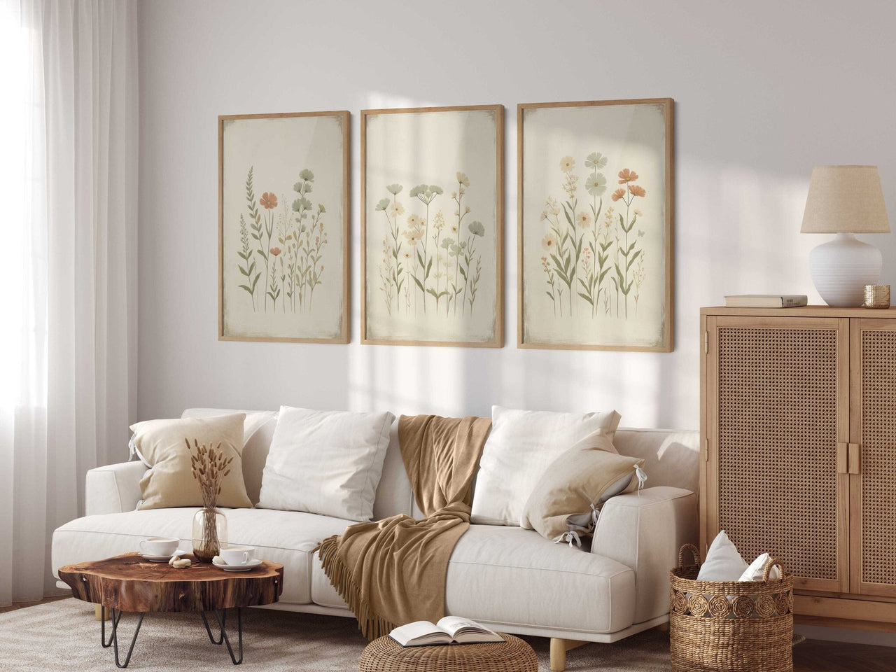 Wildflower Wall Art – Floral Bedroom Print • Set of 3