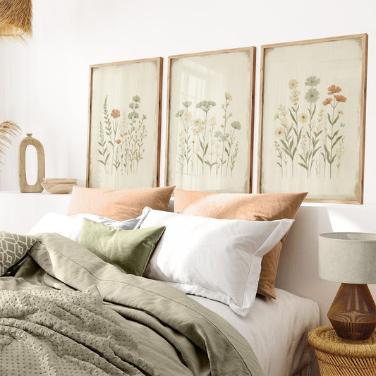 Rustic Floral Prints, Wildflower Wall Decor, Vintage Flower Art - WildfieldPrints