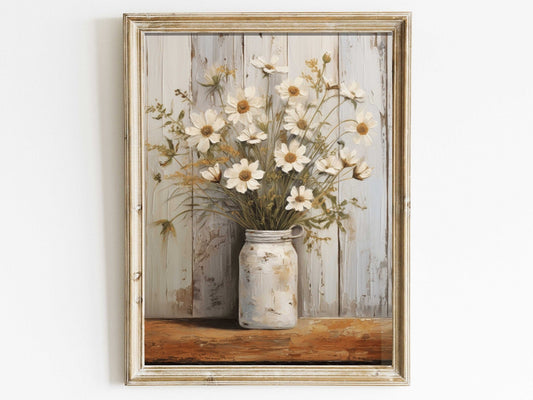 Daisy Flower Print – Floral Farmhouse Wall Decor
