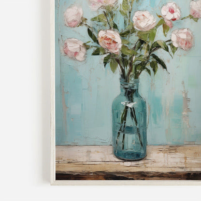 Rustic Floral Wall Art, Pink Rose Print, Vintage Botanical Decor - WildfieldPrints