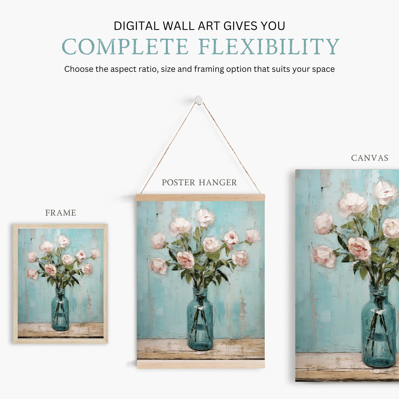 Pink Rose Wall Art – Floral Nursery Print