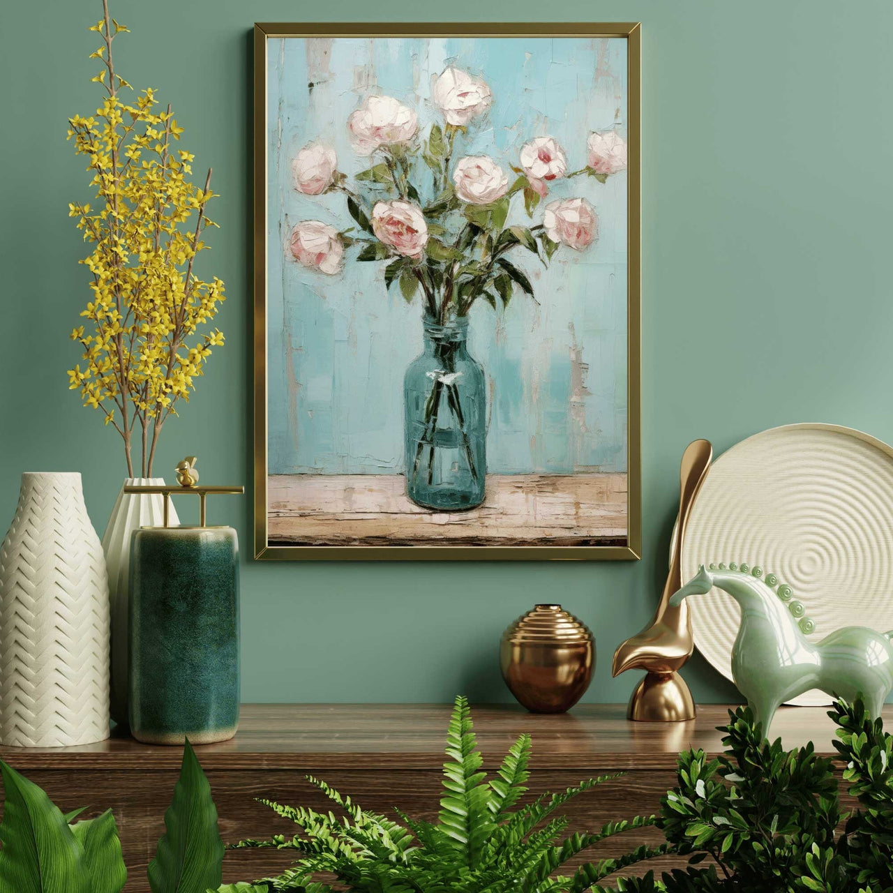 Pink Rose Wall Art – Floral Nursery Print