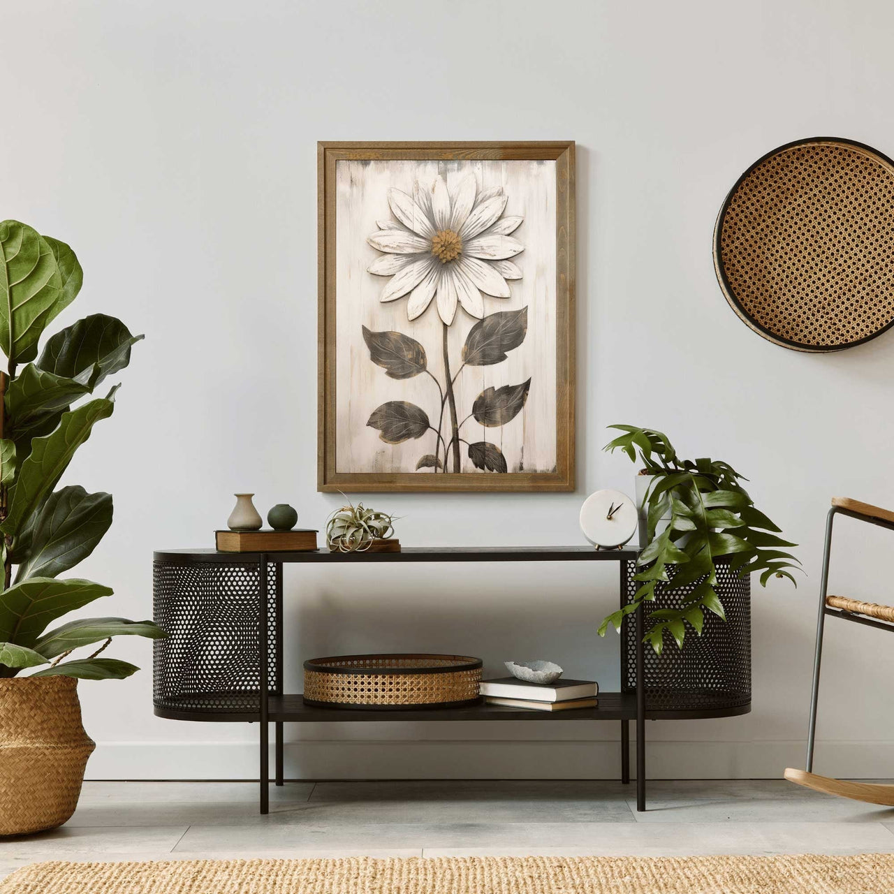 Rustic Floral Wall Art – Flower Living Room Print