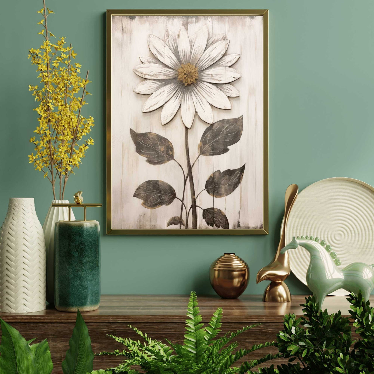 Rustic Floral Wall Art – Flower Living Room Print