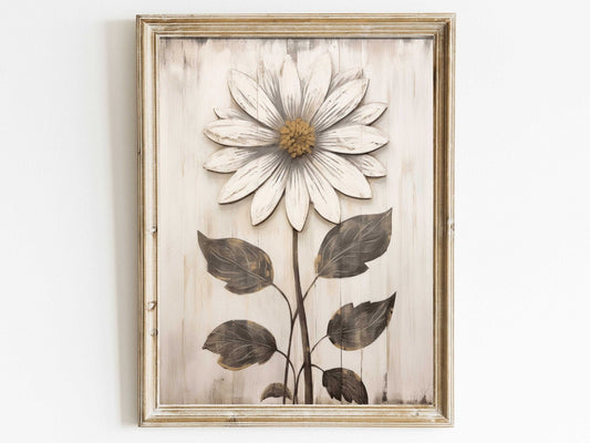 Rustic Floral Wall Art – Flower Living Room Print