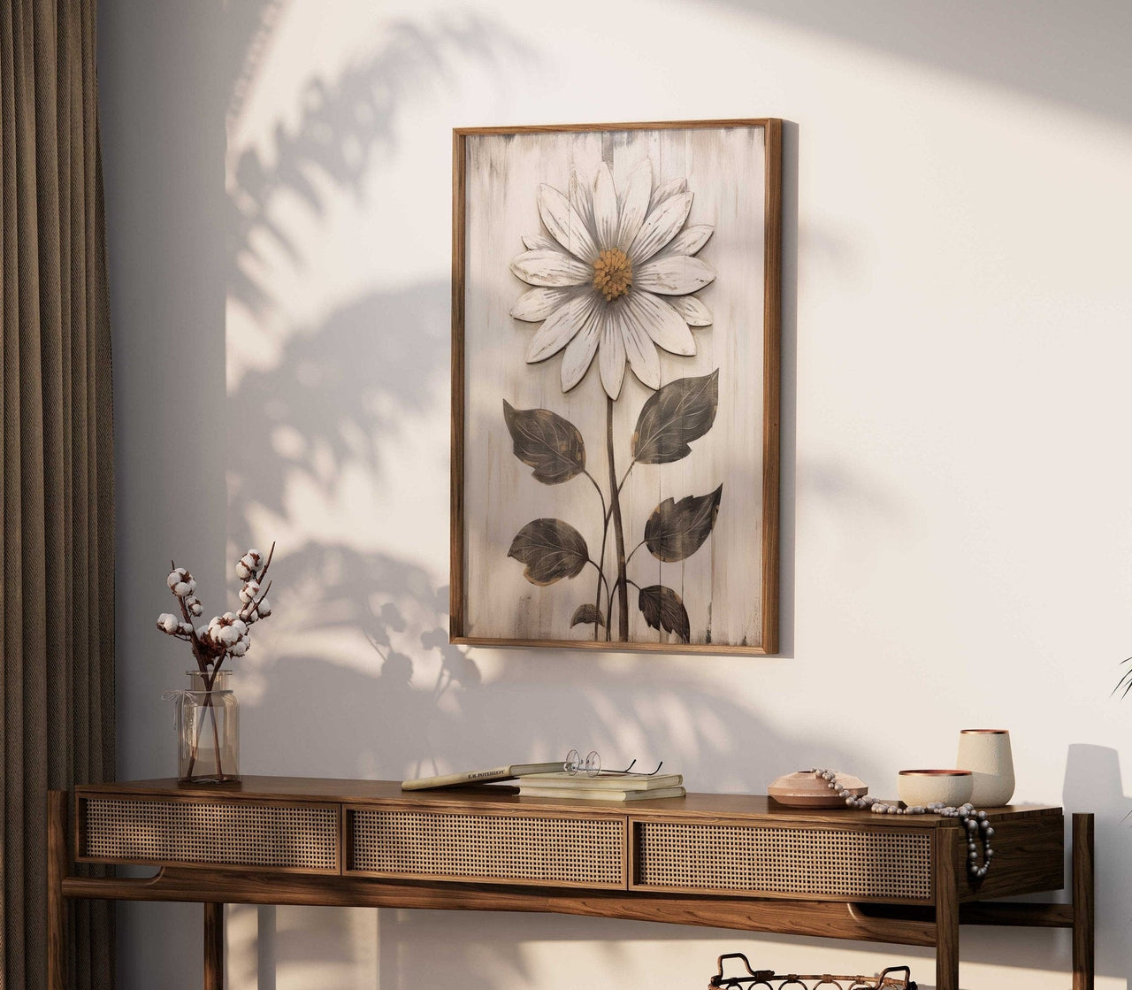 Rustic Floral Wall Art – Flower Living Room Print