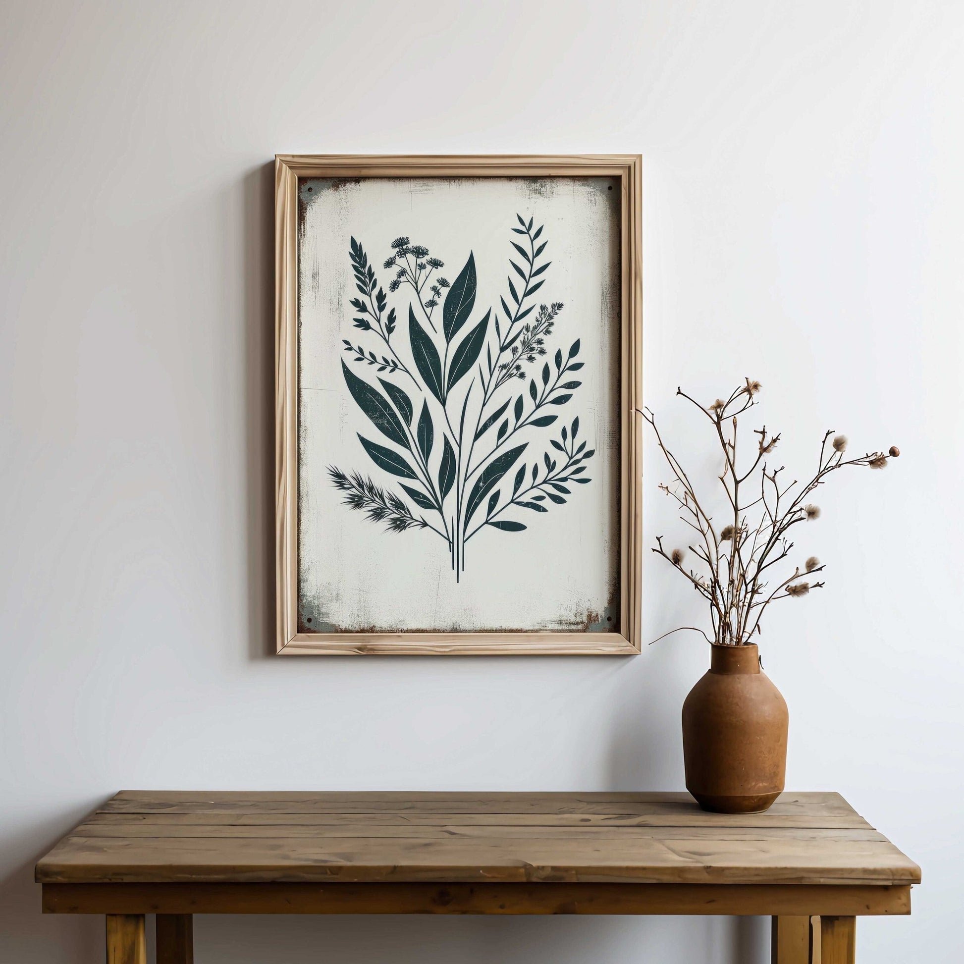 Rustic Floral Wall Decor, Vintage Flower Art, Black Flower Print - WildfieldPrints